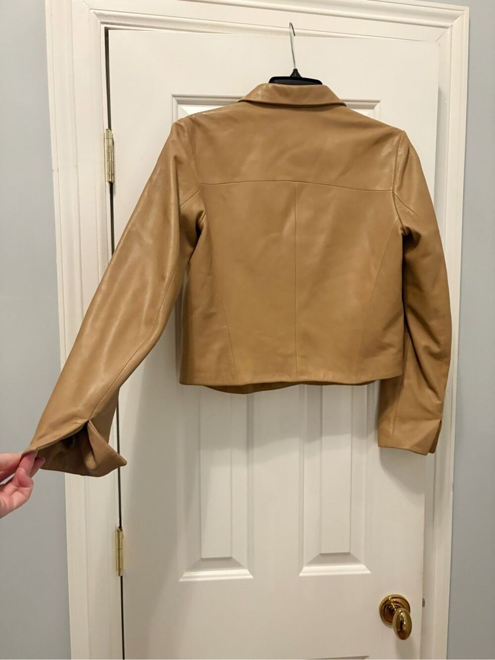 Banana Republic 100% Lamb Leather Jacket Camel Size Small - Picture 3 of 5